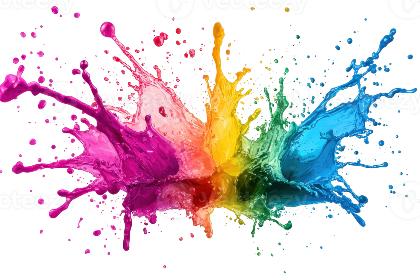 Vibrant splashes of various colors blend seamlessly, creating an abstract art piece full of energy and creativity. Perfect for artistic design projects. png