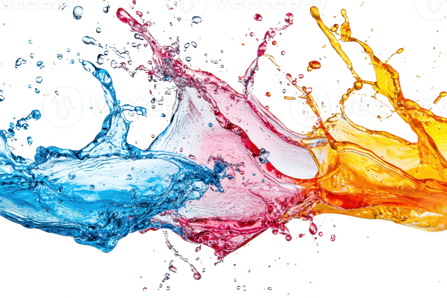 Vibrant splashes of blue, red, and yellow paint merge in an energetic display of color, showcasing dynamic motion and creative expression. png