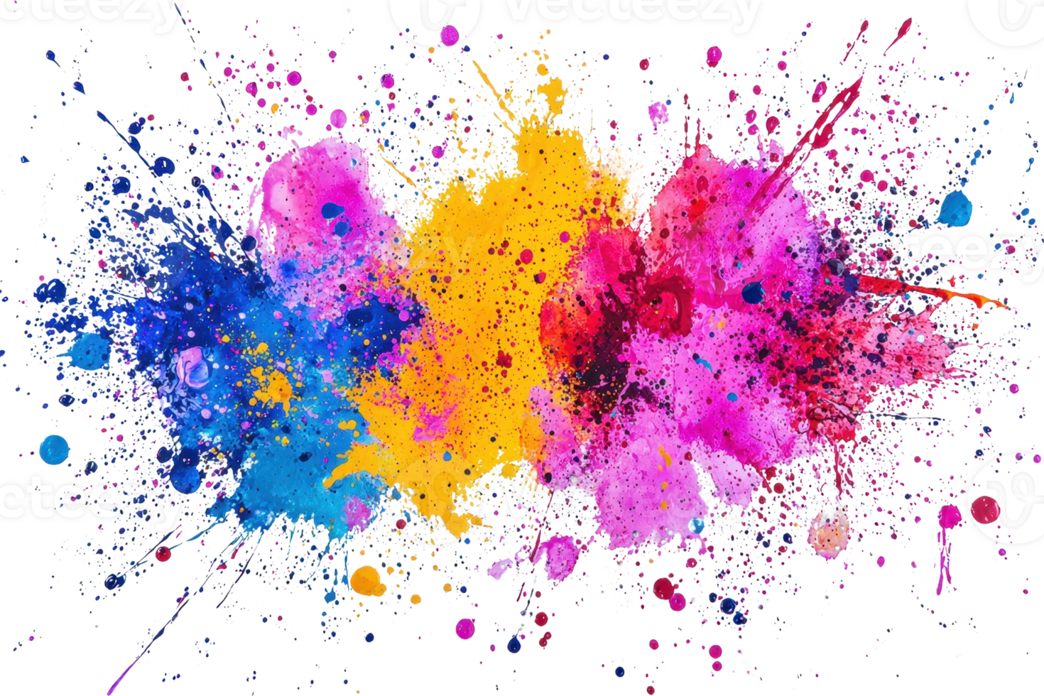 Vibrant splashes of colorful paint create an abstract masterpiece. Perfect for creative projects needing a burst of energy and inspiration. png