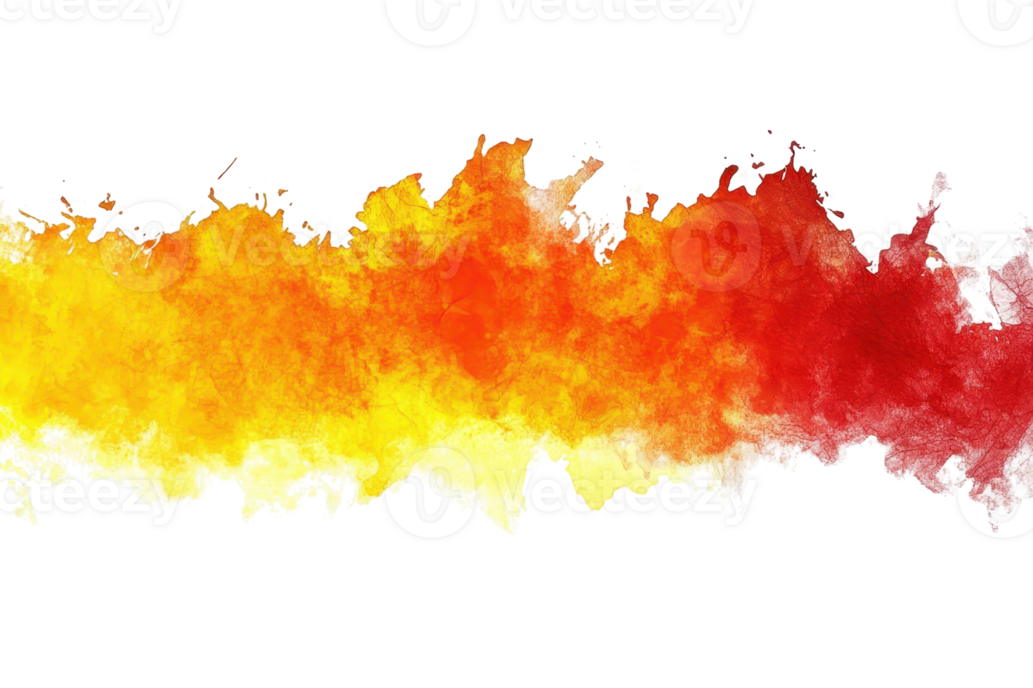 Vibrant watercolor splash blending shades of red, orange, and yellow, creating an abstract artistic background full of energy and warmth. png
