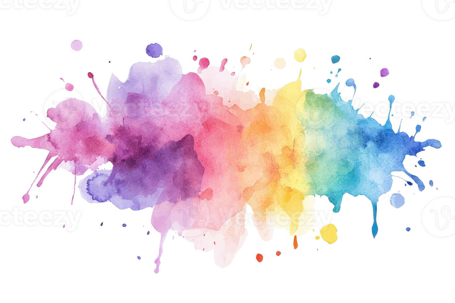 Vibrant watercolor splash in a spectrum of colors blending seamlessly, perfect for artistic and creative projects, evoking imagination and inspiration. png