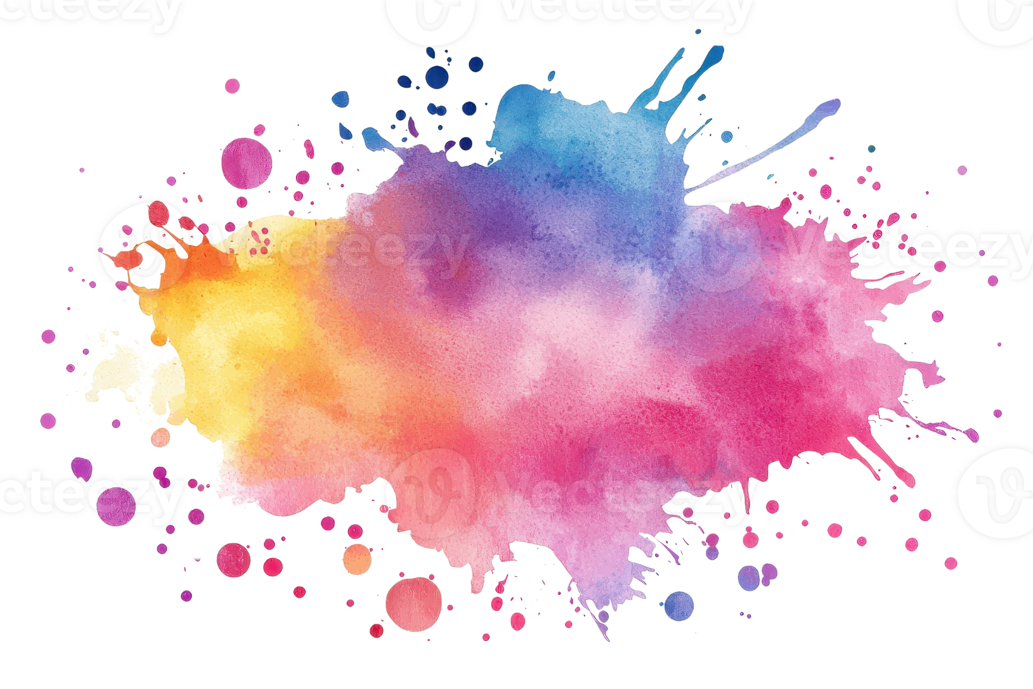 Vibrant watercolor splash with a blend of pink, violet, and blue hues, creating a dynamic abstract design - ideal for creative projects. png