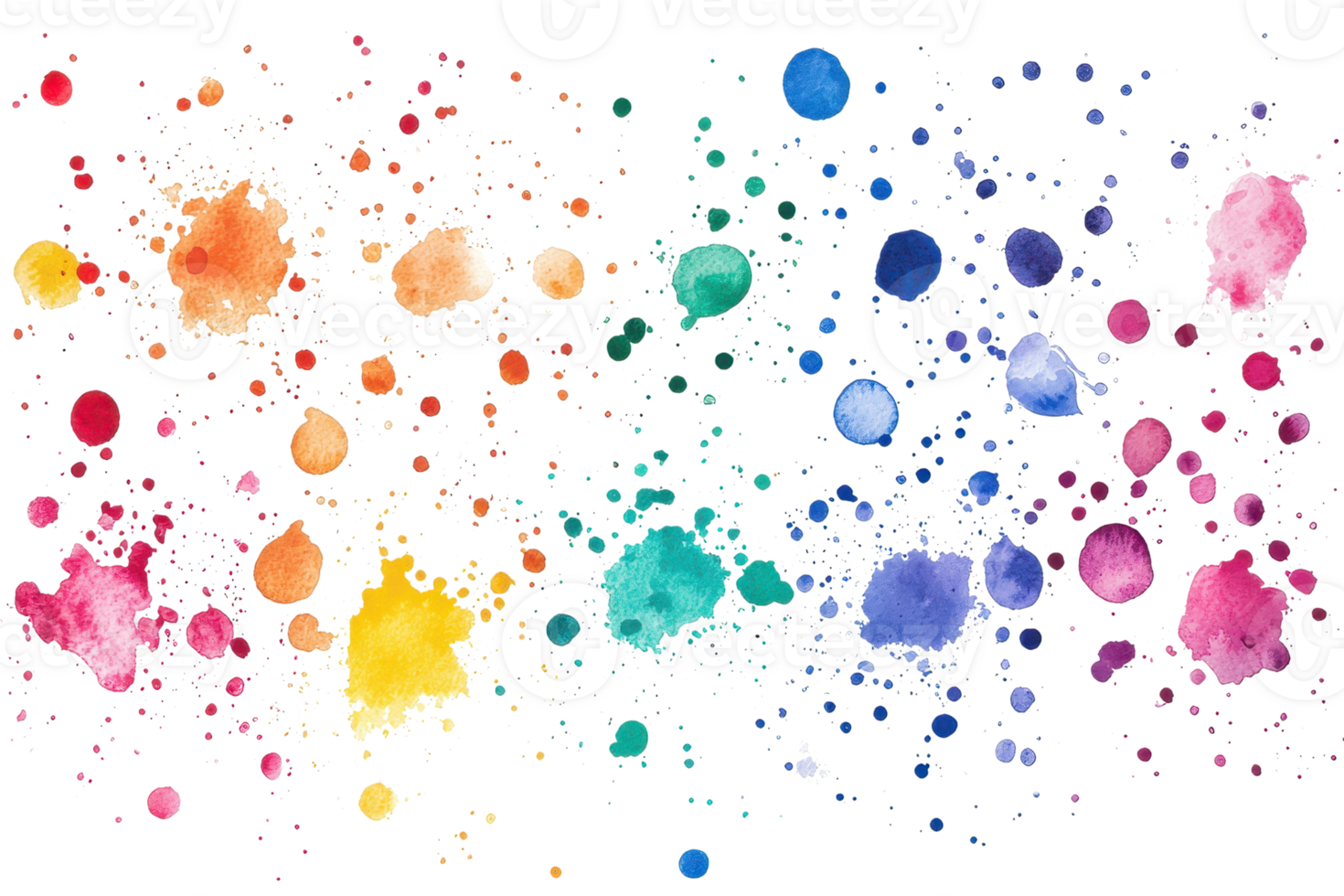 Vibrant watercolor splash with diverse colors, creating an artistic, abstract background ideal for creative designs and projects. png