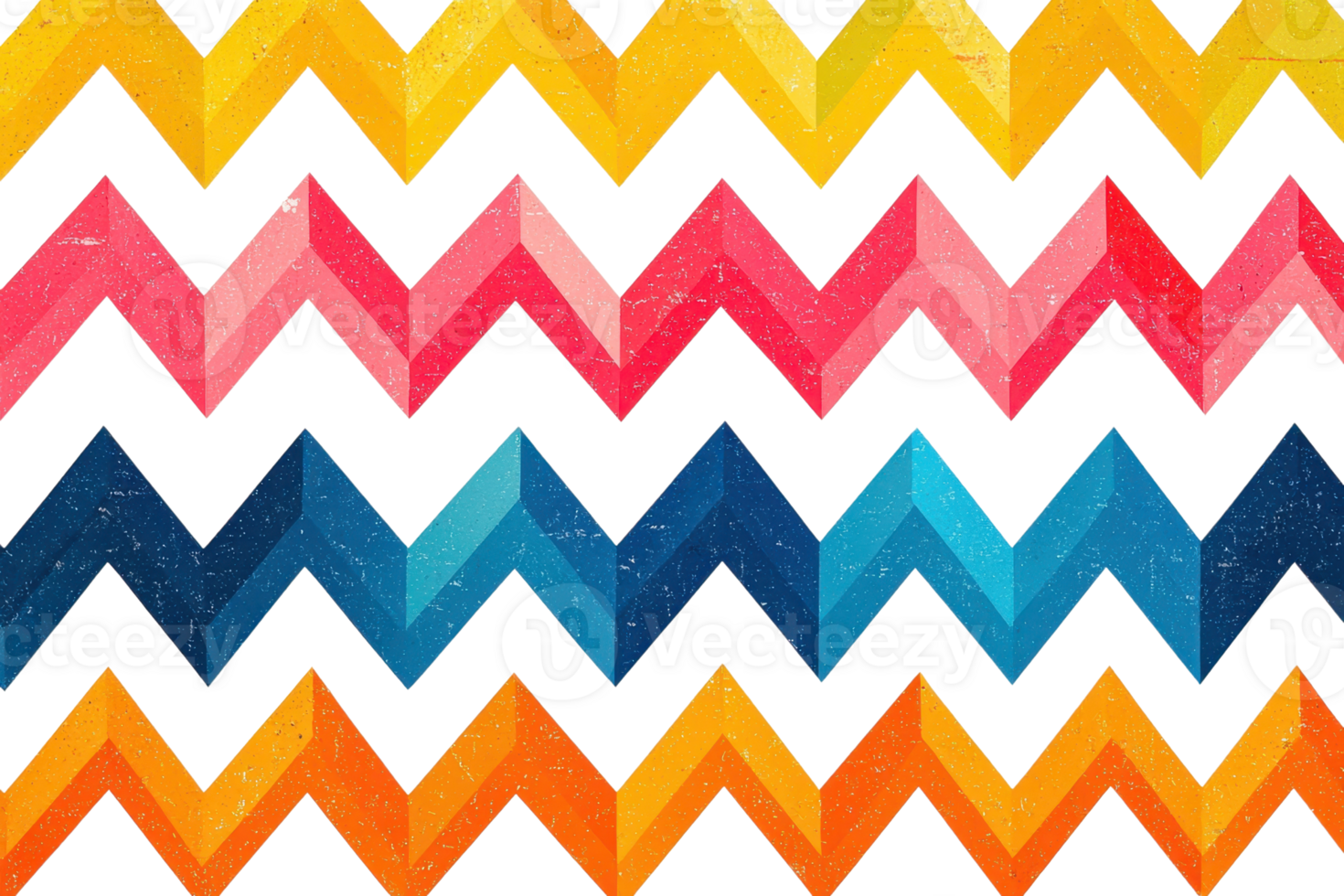 Vibrant zigzag pattern featuring multicolored chevrons in yellow, pink, and blue, creating a lively and dynamic abstract background. png