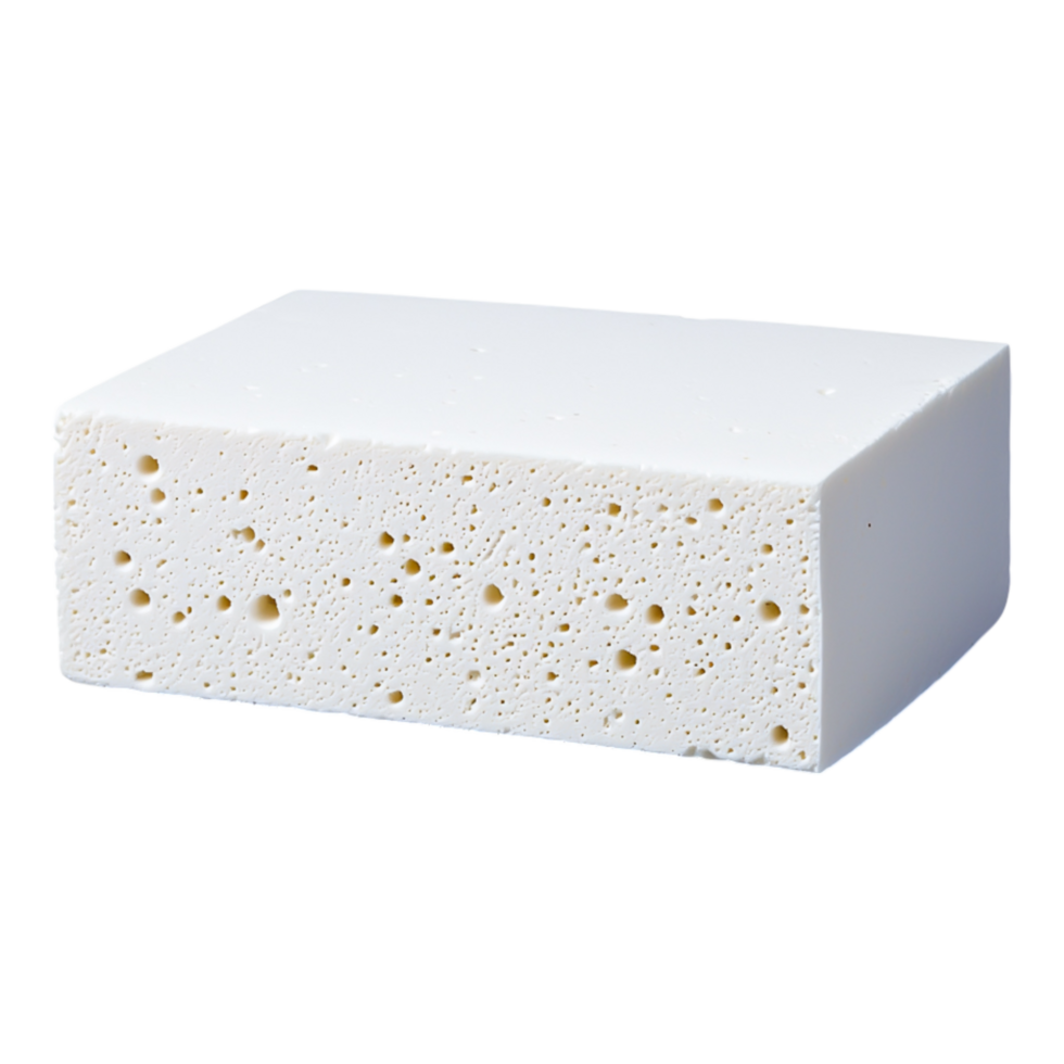White Foam Sponge for Cleaning and Household Use with Pores png