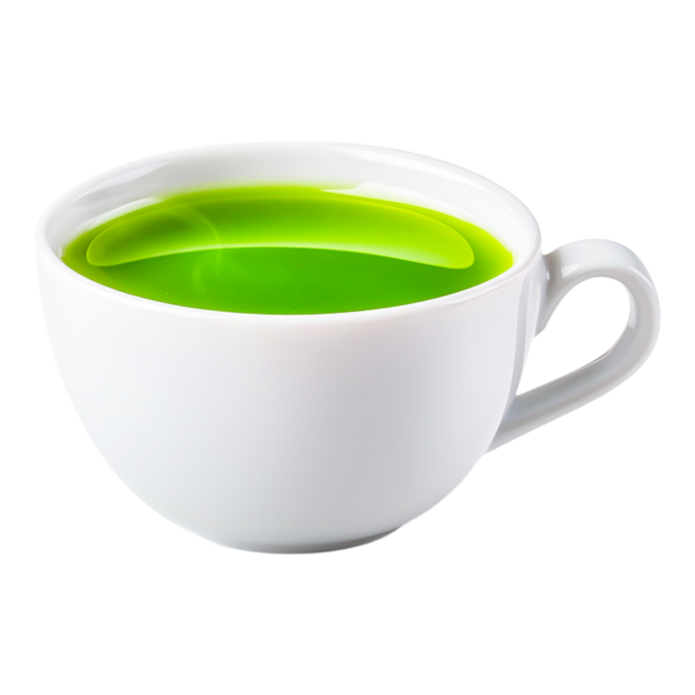 Freshly Brewed Green Tea in a White Ceramic Cup png