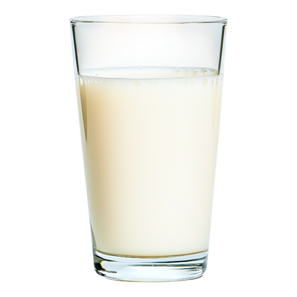 Fresh Milk in Clear Glass with Smooth White Texture and Reflection png