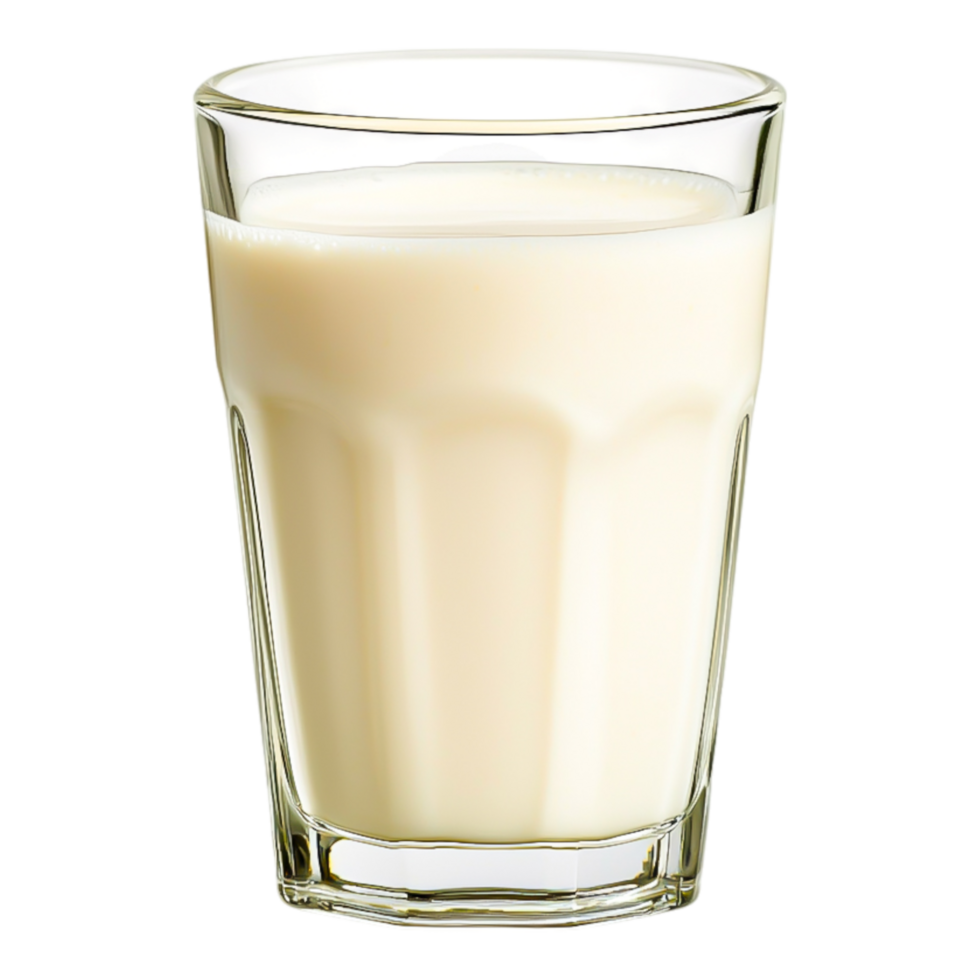Fresh Creamy Milk in Clear Glass Cup Ready to Drink png
