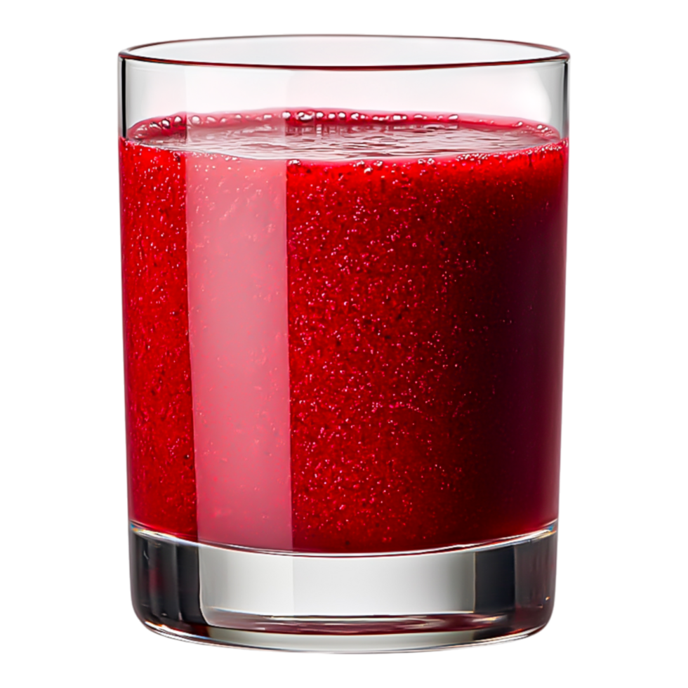 Fresh Red Smoothie in a Transparent Glass with Ice Cubes png