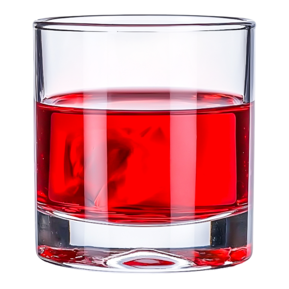 Refreshing Red Drink in a Clear Glass with Ice Cubes png