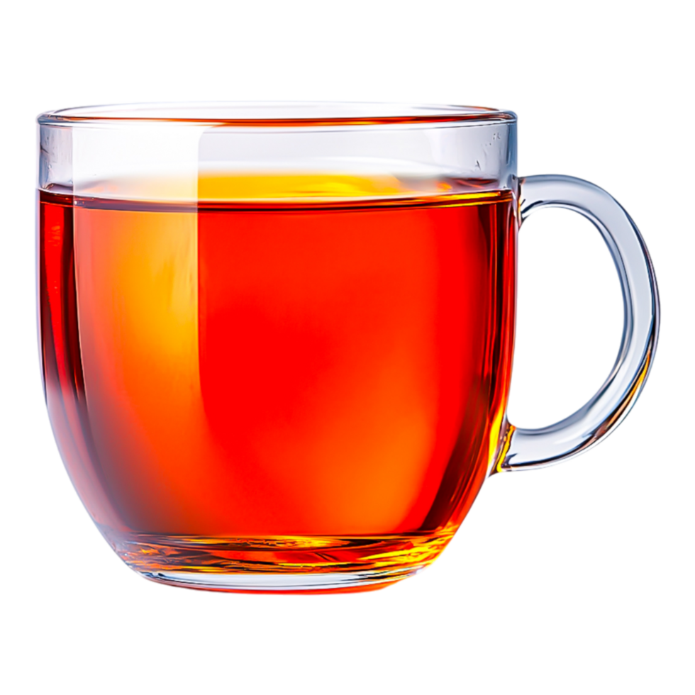 Transparent Glass Mug with Hot Tea Captured in Bright Light png