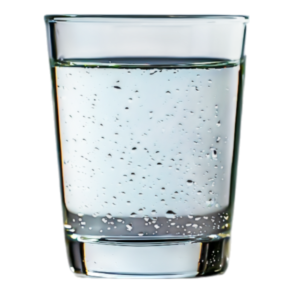 Sparkling Water in Clear Glass with Bubbles and Reflections png