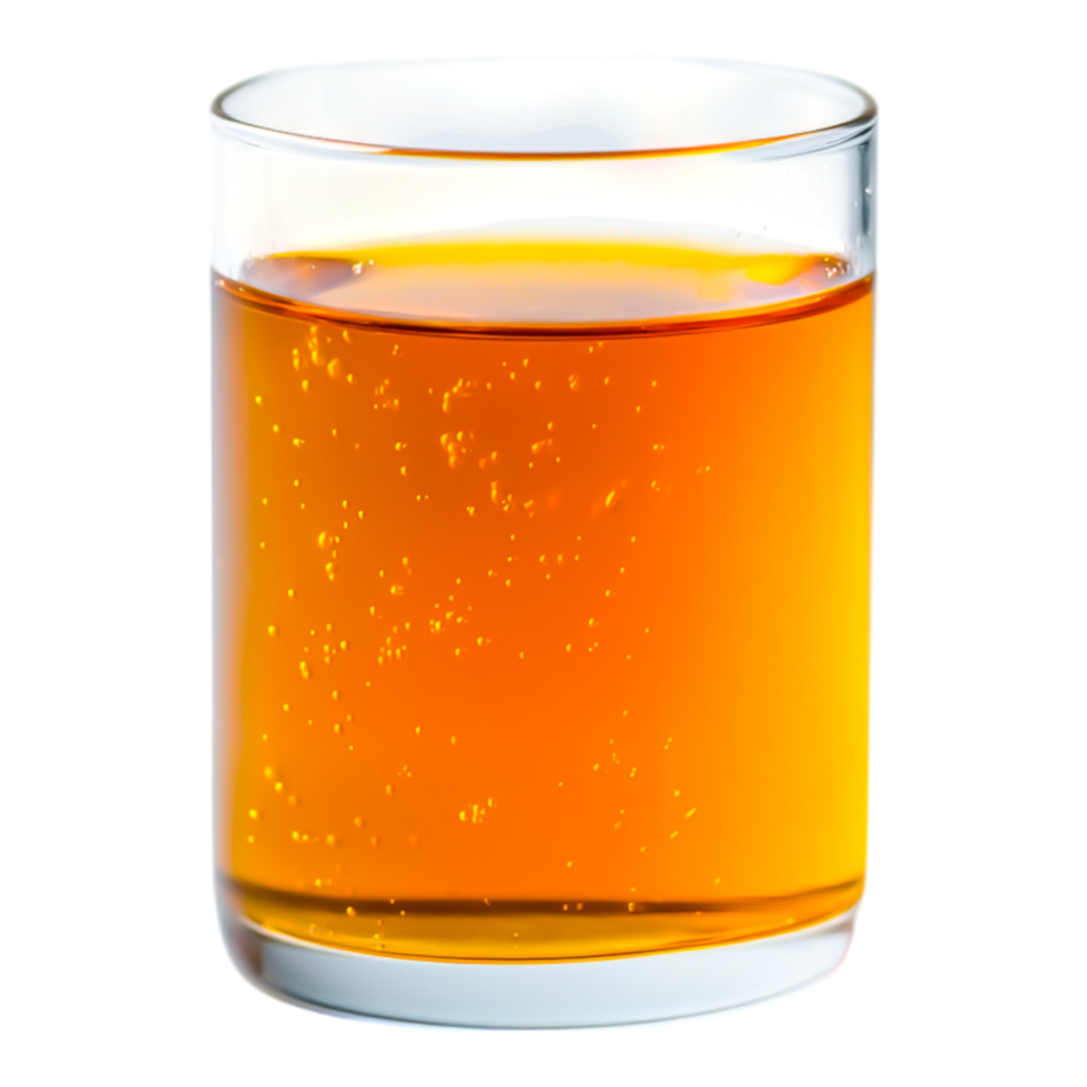 Refreshing Glass of Carbonated Orange Beverage with Bubbles png