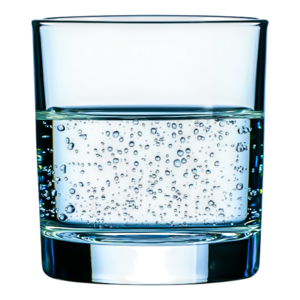 Clear Glass with Sparkling Water and Air Bubbles png