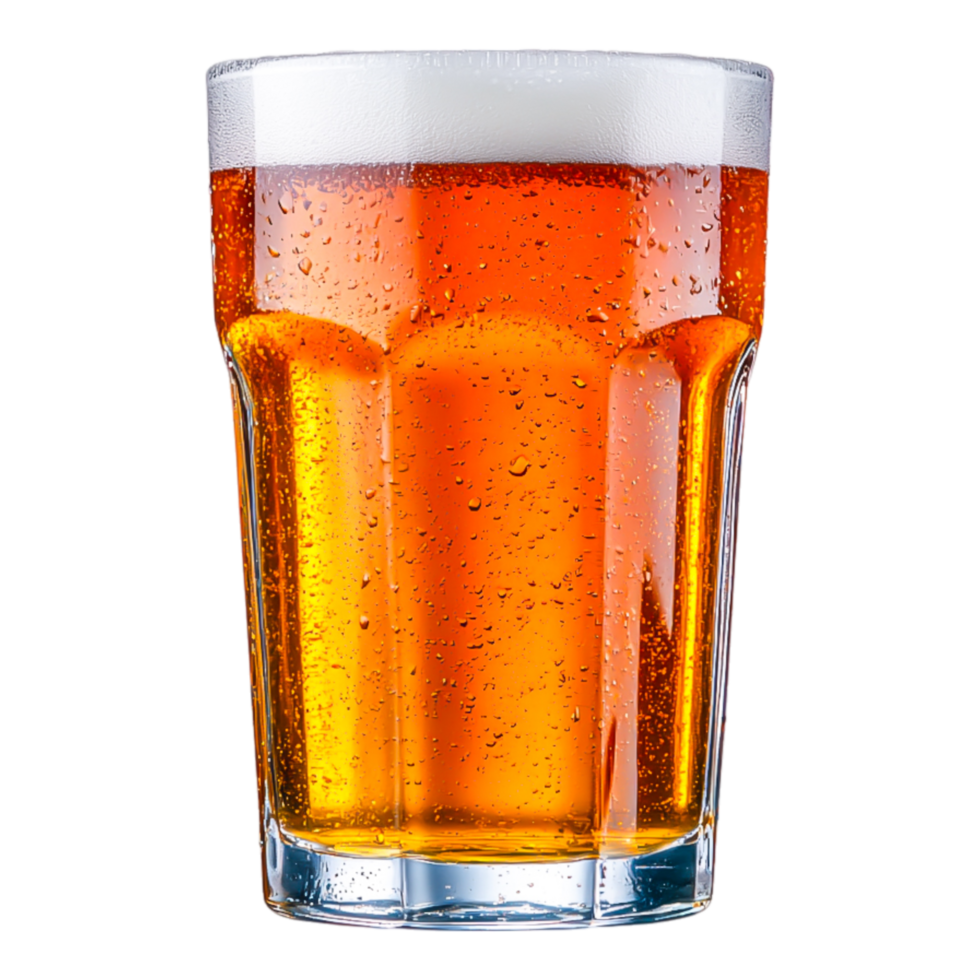 Refreshing Cold Beer in a Crystal Clear Glass with Foam png
