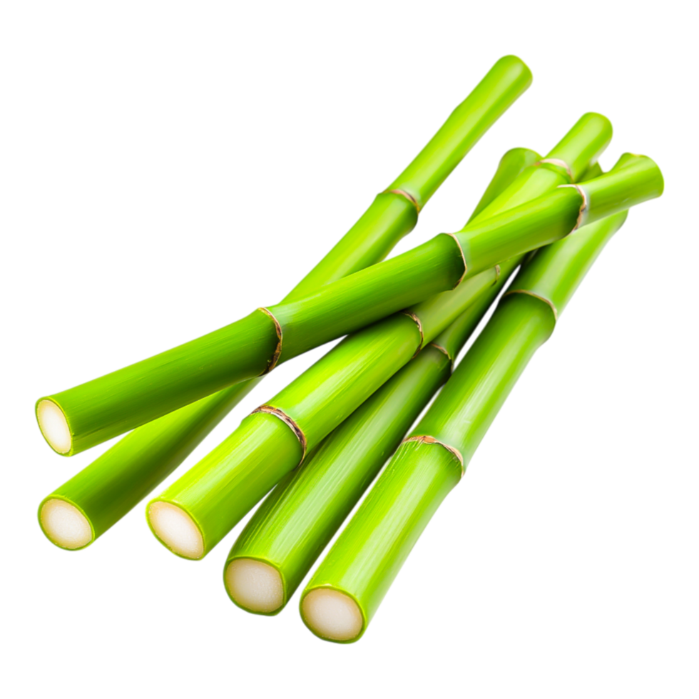 Fresh and vibrant green bamboo sticks arranged in neat clusters png