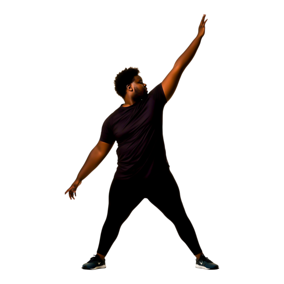 Dynamic Pose of Athletic Individual in Black Attire Celebrating Movement png