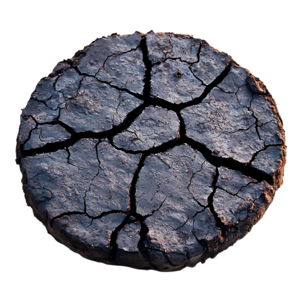 Cracked Dark Soil Surface Displaying Natural Textures and Patterns png