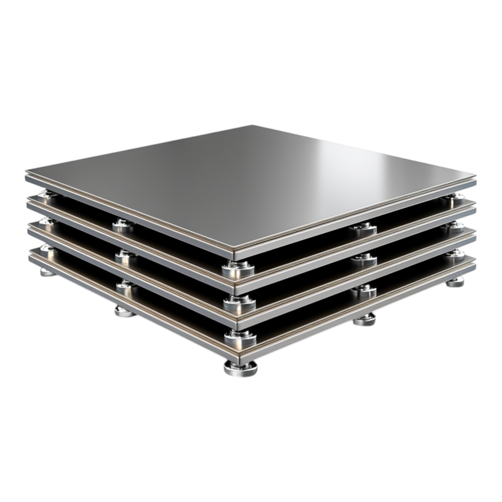 Square Metal Platform with Stacked Layers and Smooth Surface png