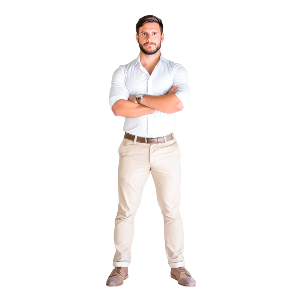 Confident Businessman Posing with Arms Crossed in Studio Setting png