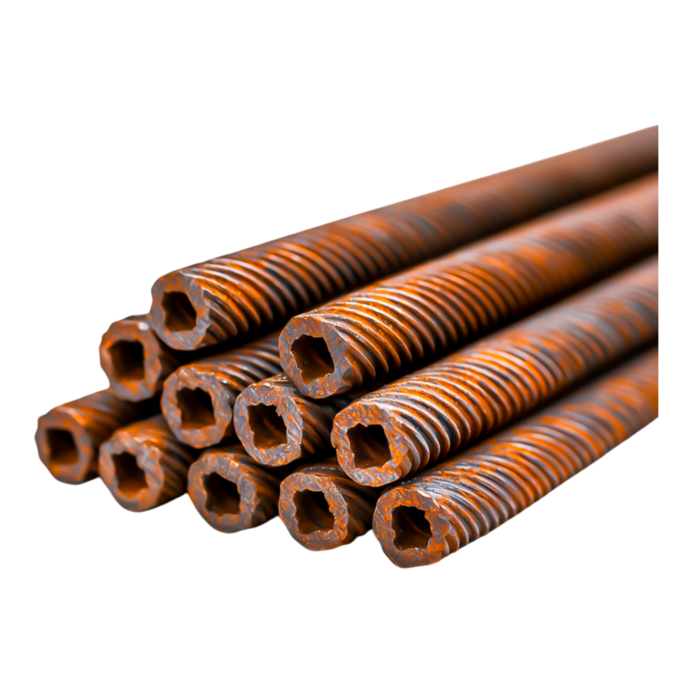 Close-Up View of Rusty Hexagon Head Bolts Stacked in a Pile png
