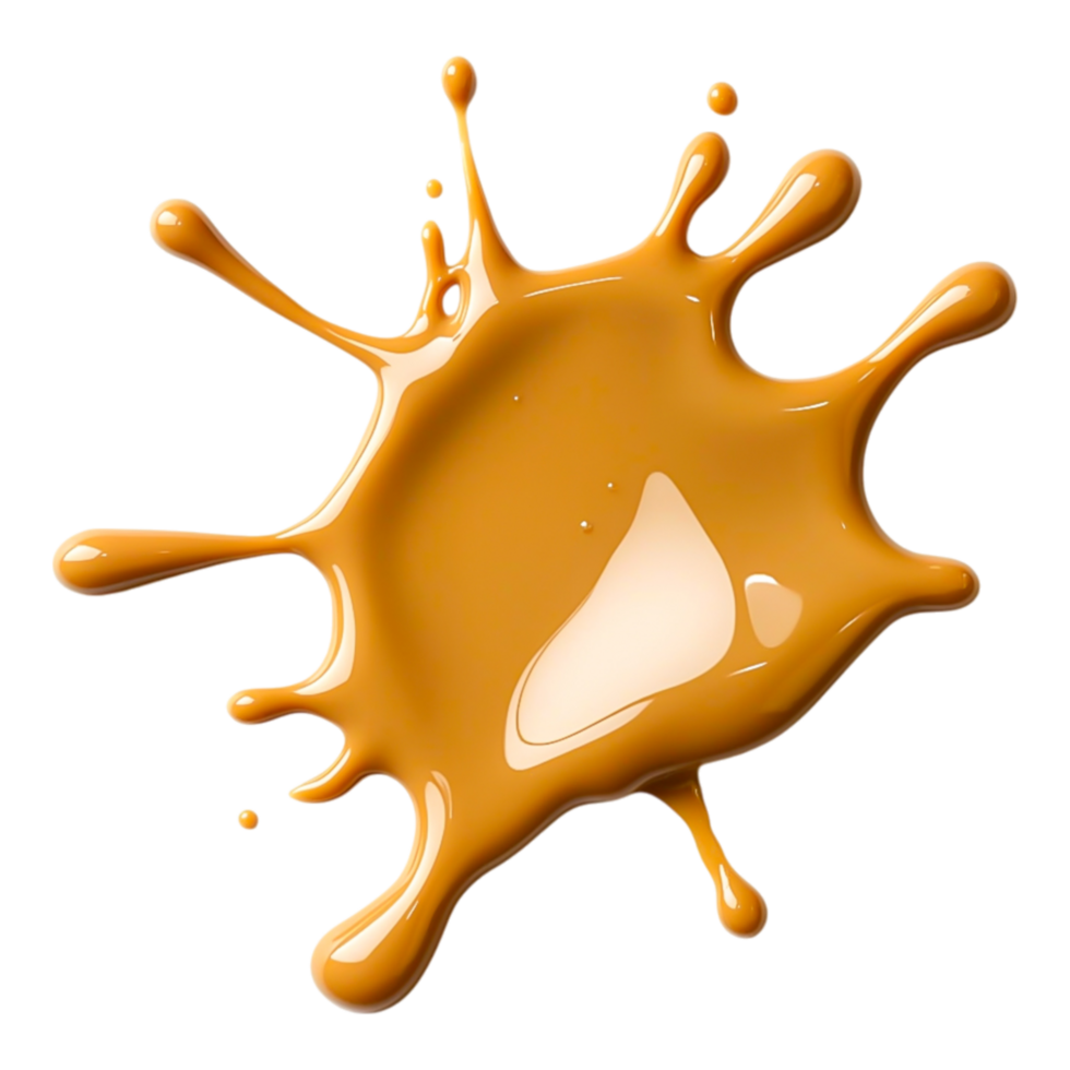 Vibrant Brown Paint Splash with Dynamic Drips and Splatter Effects png
