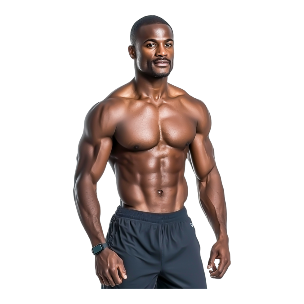 Strong Athletic Man Posing with Confidence and Determination png