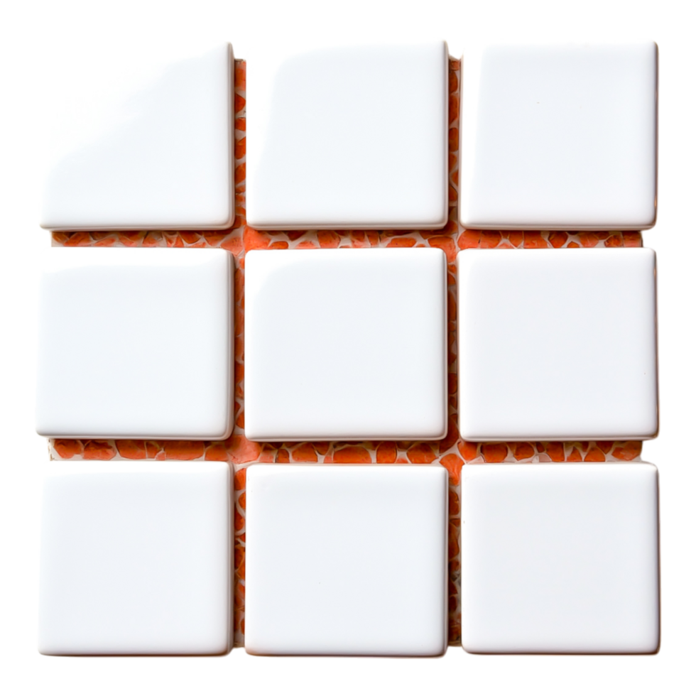 Glossy White Tiles Arranged in a Stylish Square Pattern Design png