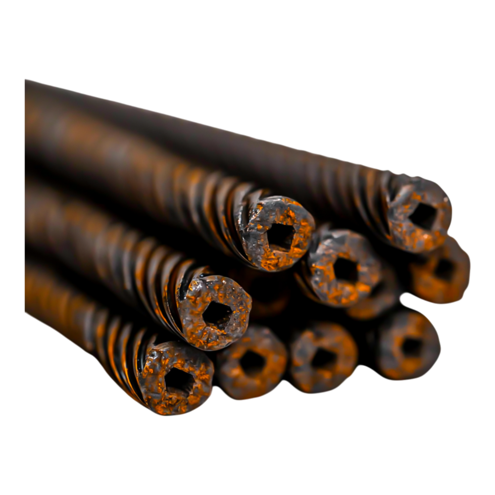 Close-Up of Rusty Hexagonal Screws in a Dynamic Arrangement png