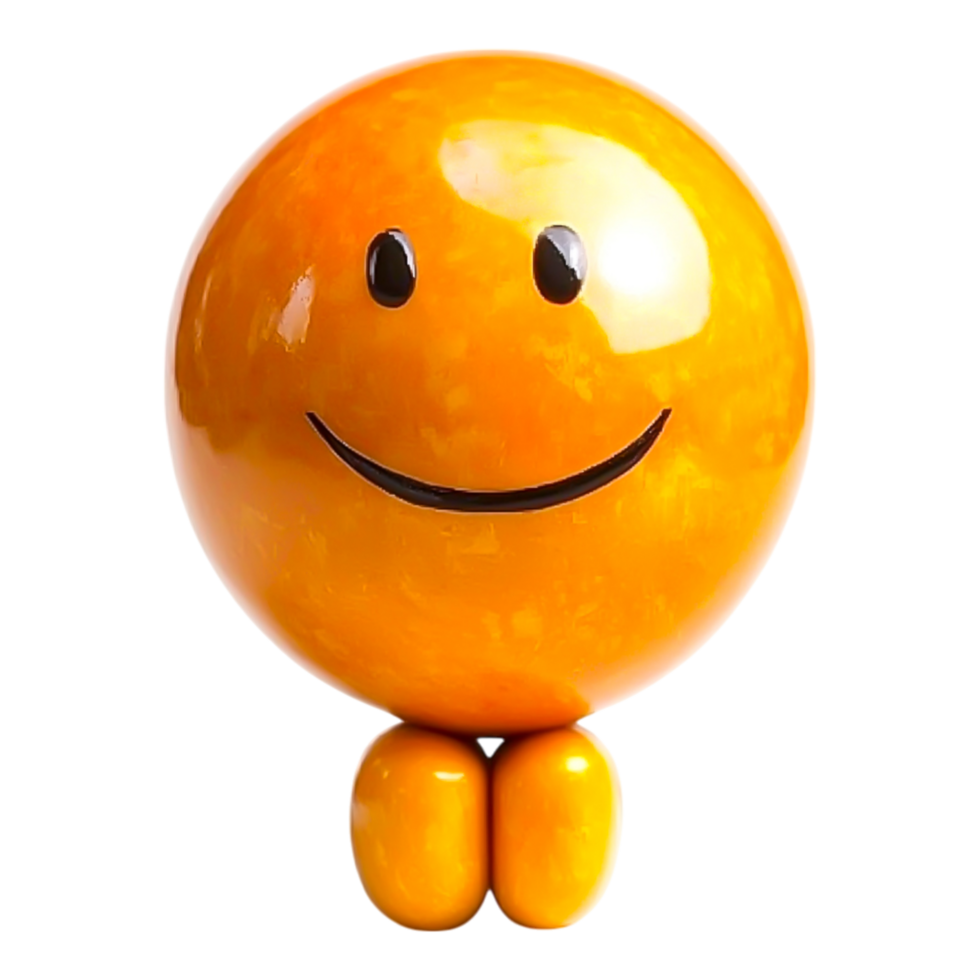 Bright Orange Smiley Face Figurine with Cheerful Expression png