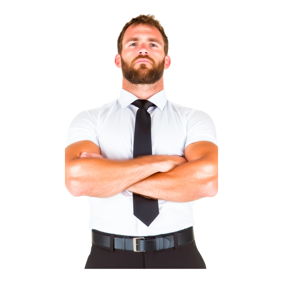 Confident Businessman Wearing White Shirt and Black Tie Pose png