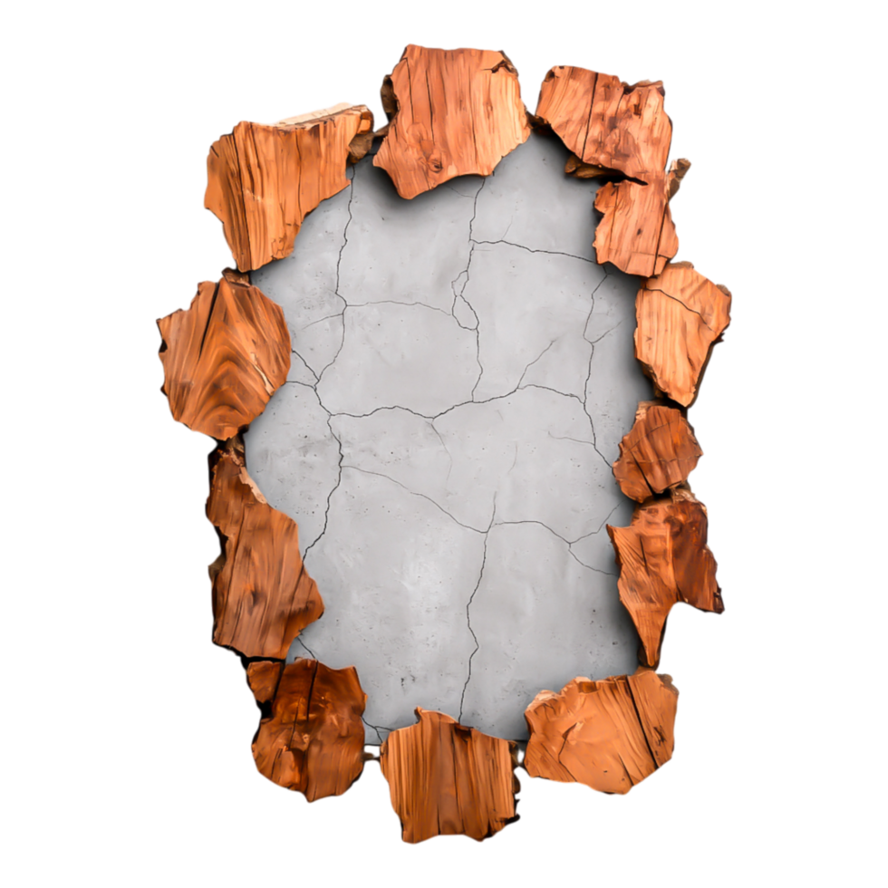 Cracked Wall Texture with Torn Edges and Rustic Wood Accents png