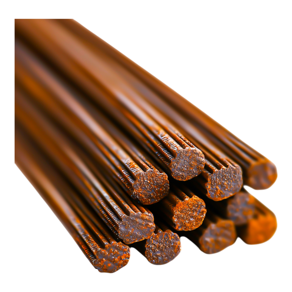 Close-up of Brown Metal Rods Stacked in Vertical Arrangement png