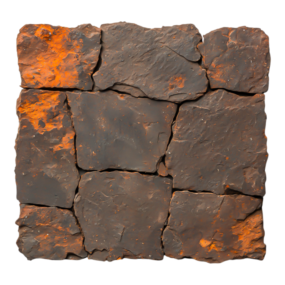 Textured Dark Stone Wall with Earthy Orange Highlights png