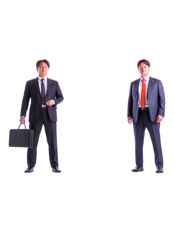 Two Businessmen Standing Confidently in Professional Attire png