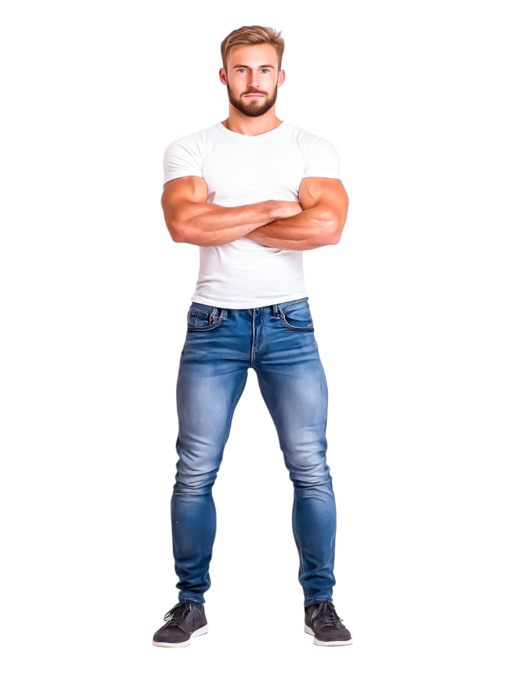 Confident Young Man in Casual Outfit Posing Against png