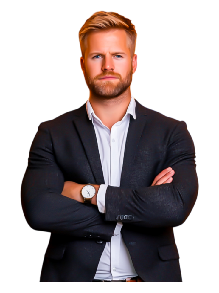 Confident Businessman in Formal Attire with Strong Posture png