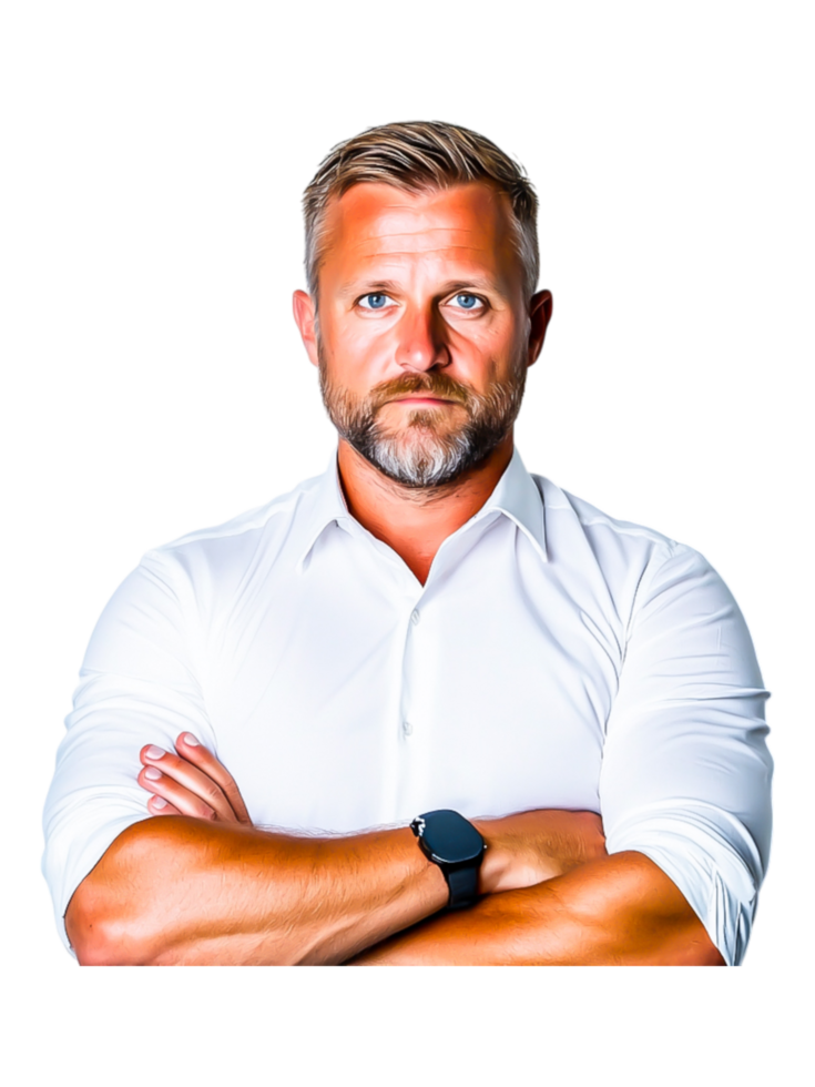 Confident Businessman with Arms Crossed in a Studio Setting png