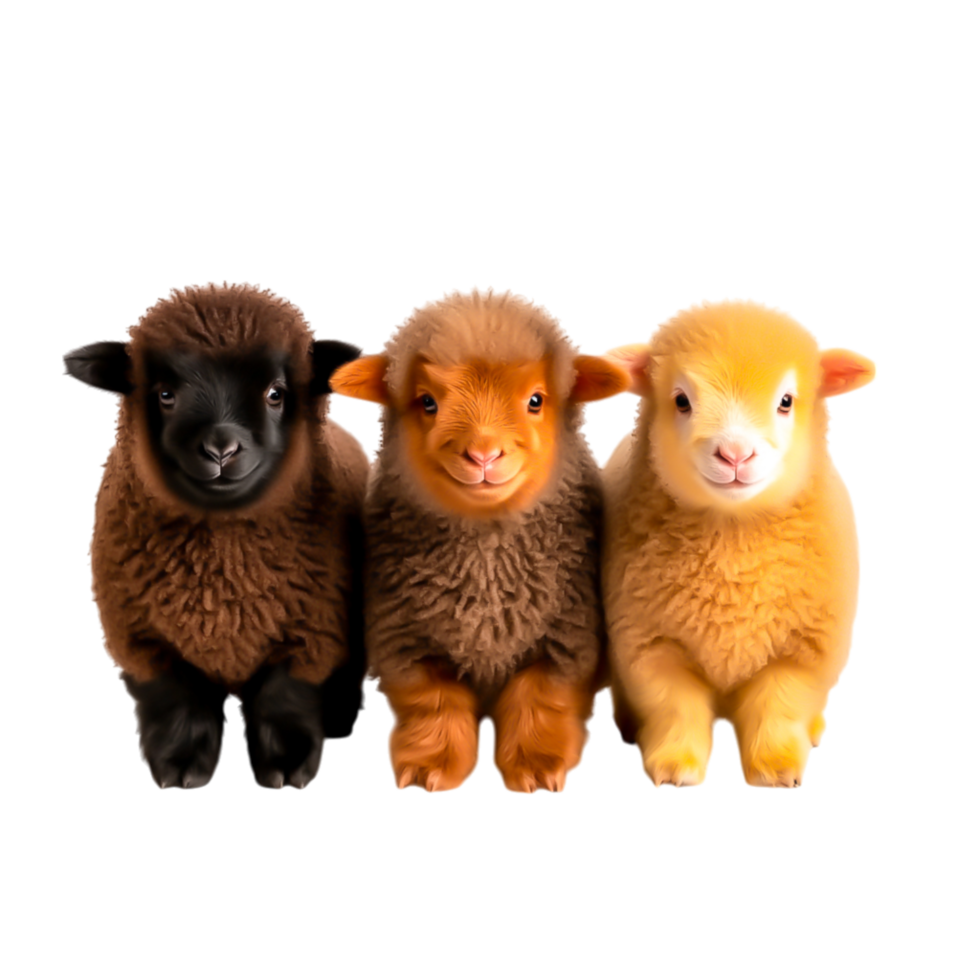 Adorable Colorful Baby Sheep with Fluffy Wool png