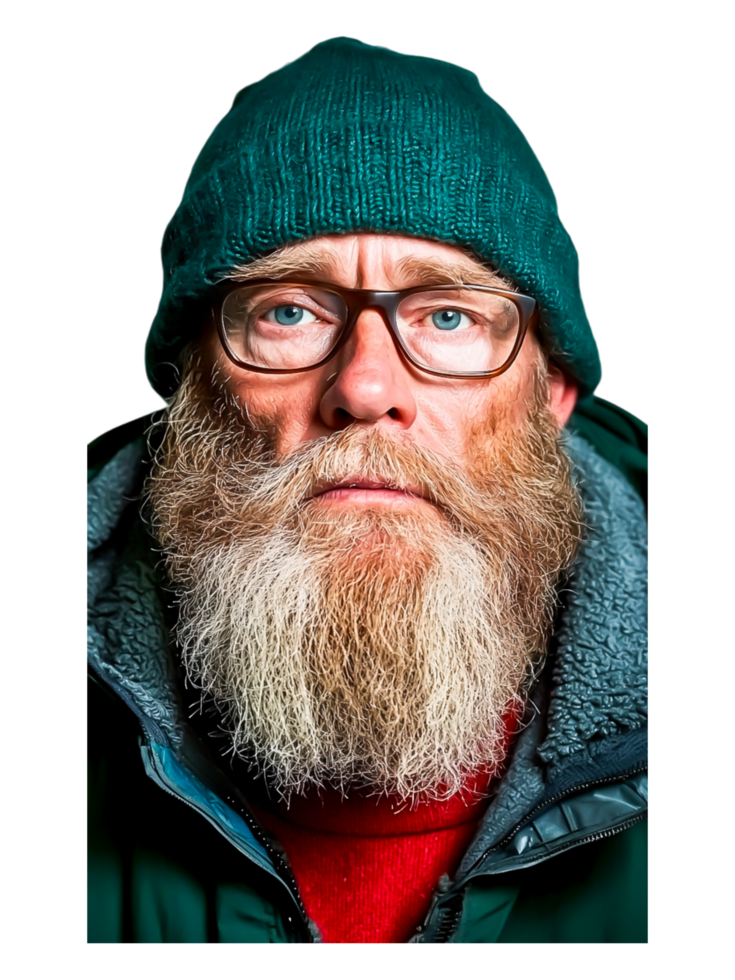 Portrait of a Mature Man with Thick Beard and Wool Hat png