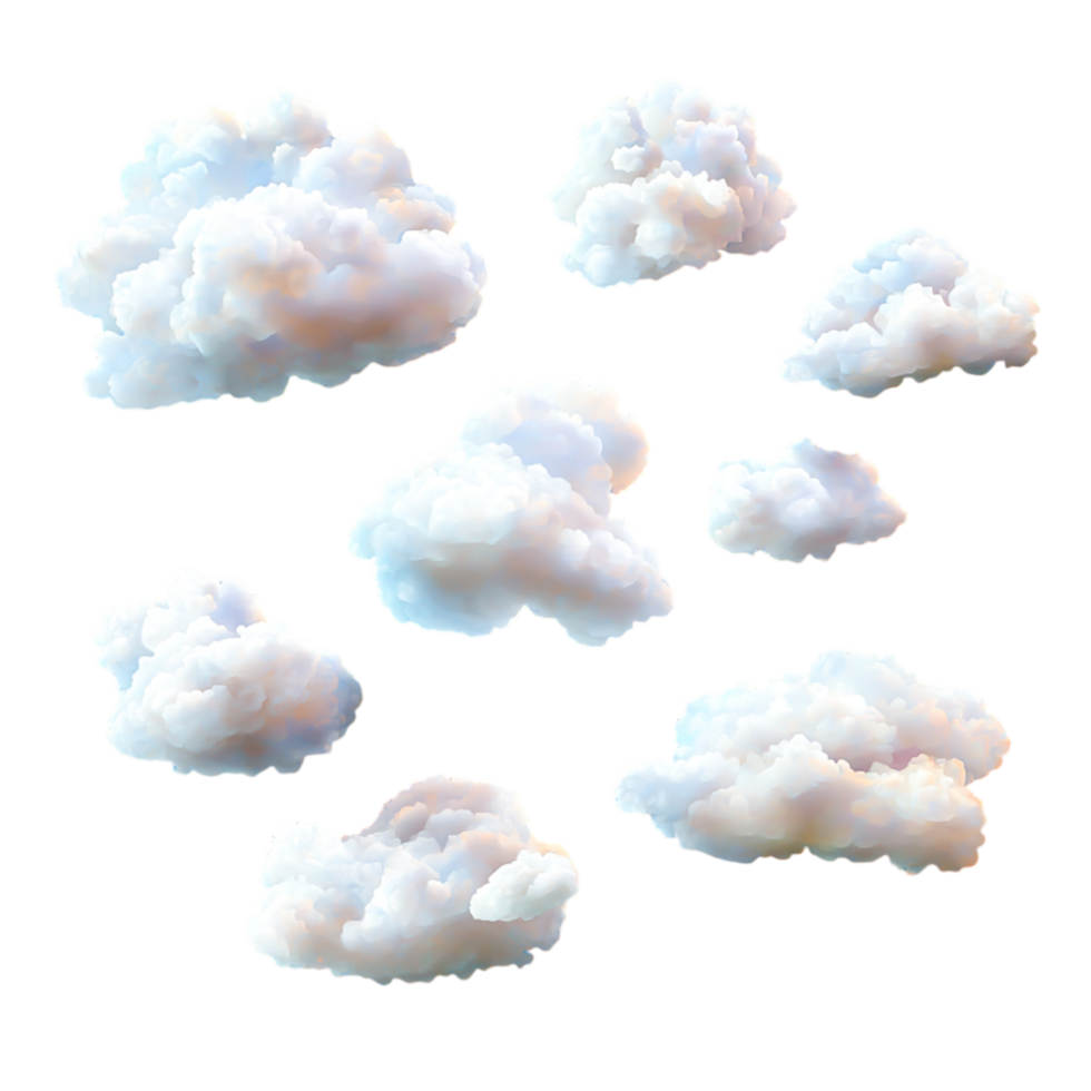 Soft White Clouds in Blue Sky with Gentle Light and Texture png