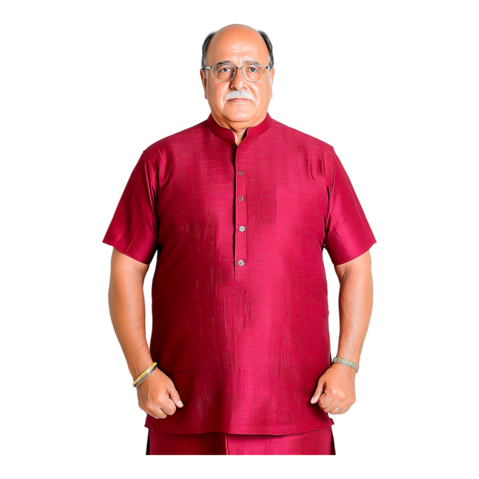 Traditional Indian Man in Red Kurta Posing for Portrait Photography png
