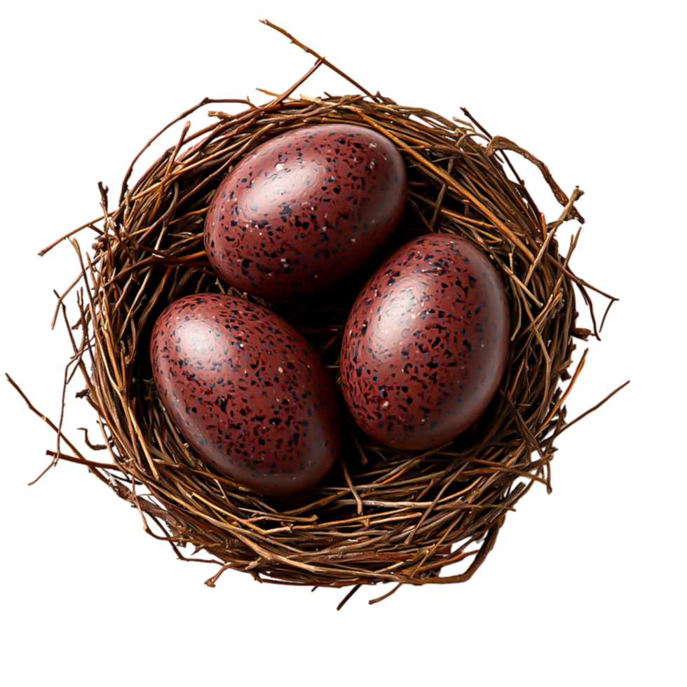Brown Speckled Eggs Nestled in Twigs with Natural Rustic png
