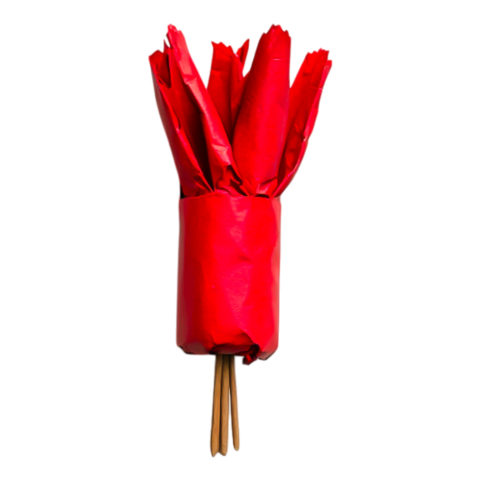 Bright Red Wrapped Items with Sticks Perfect for Celebrations and Events png