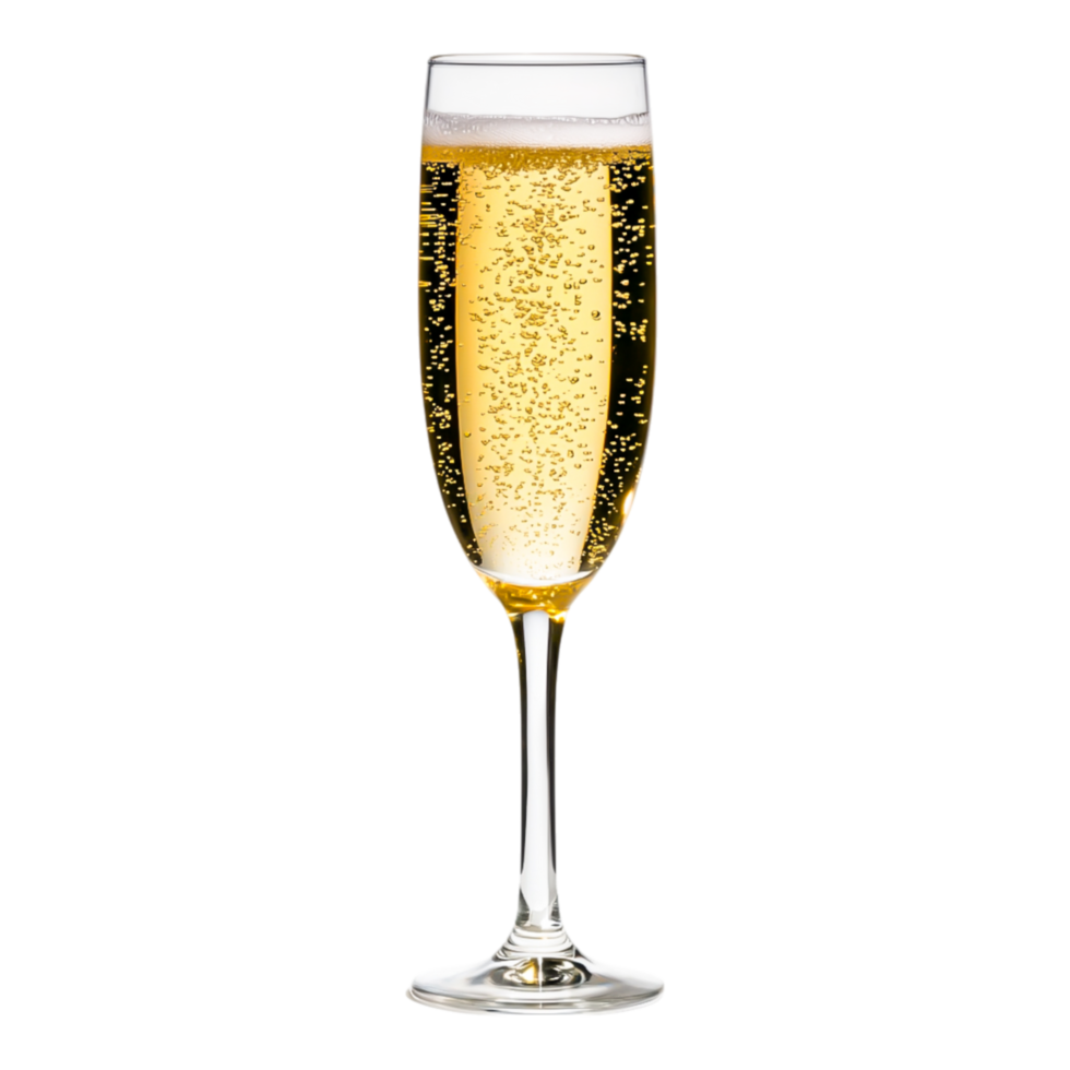 Elegant champagne glass filled with bubbly sparkling beverage png