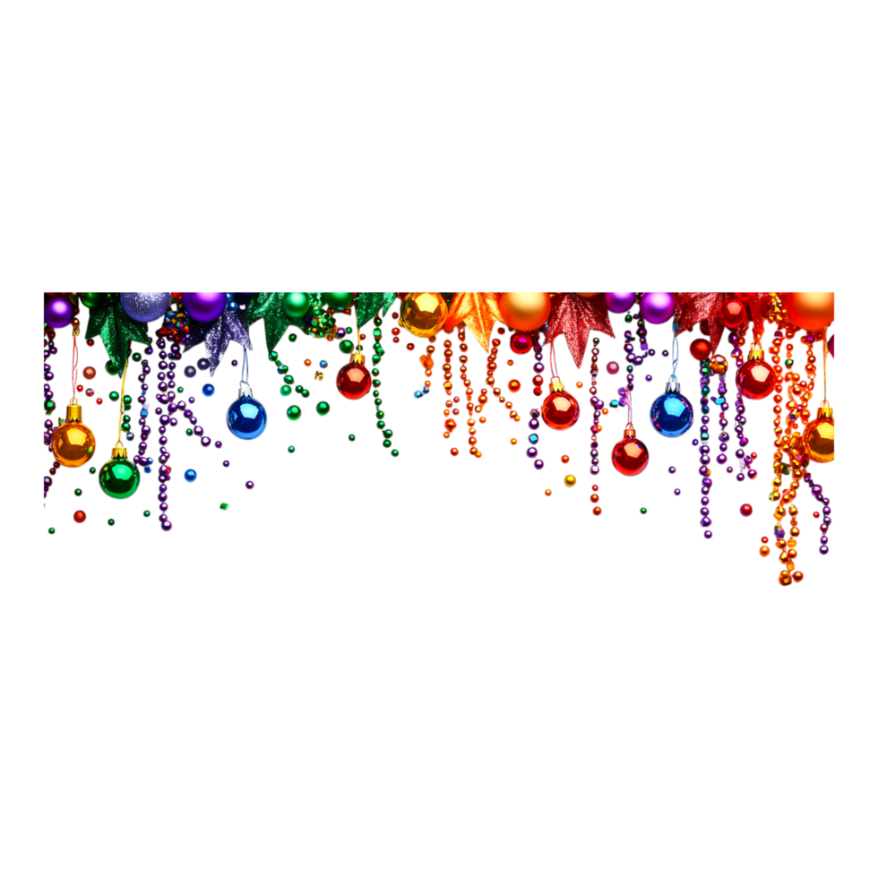 Colorful Mardi Gras Beads with Shiny Metallic Finish and Glitter png