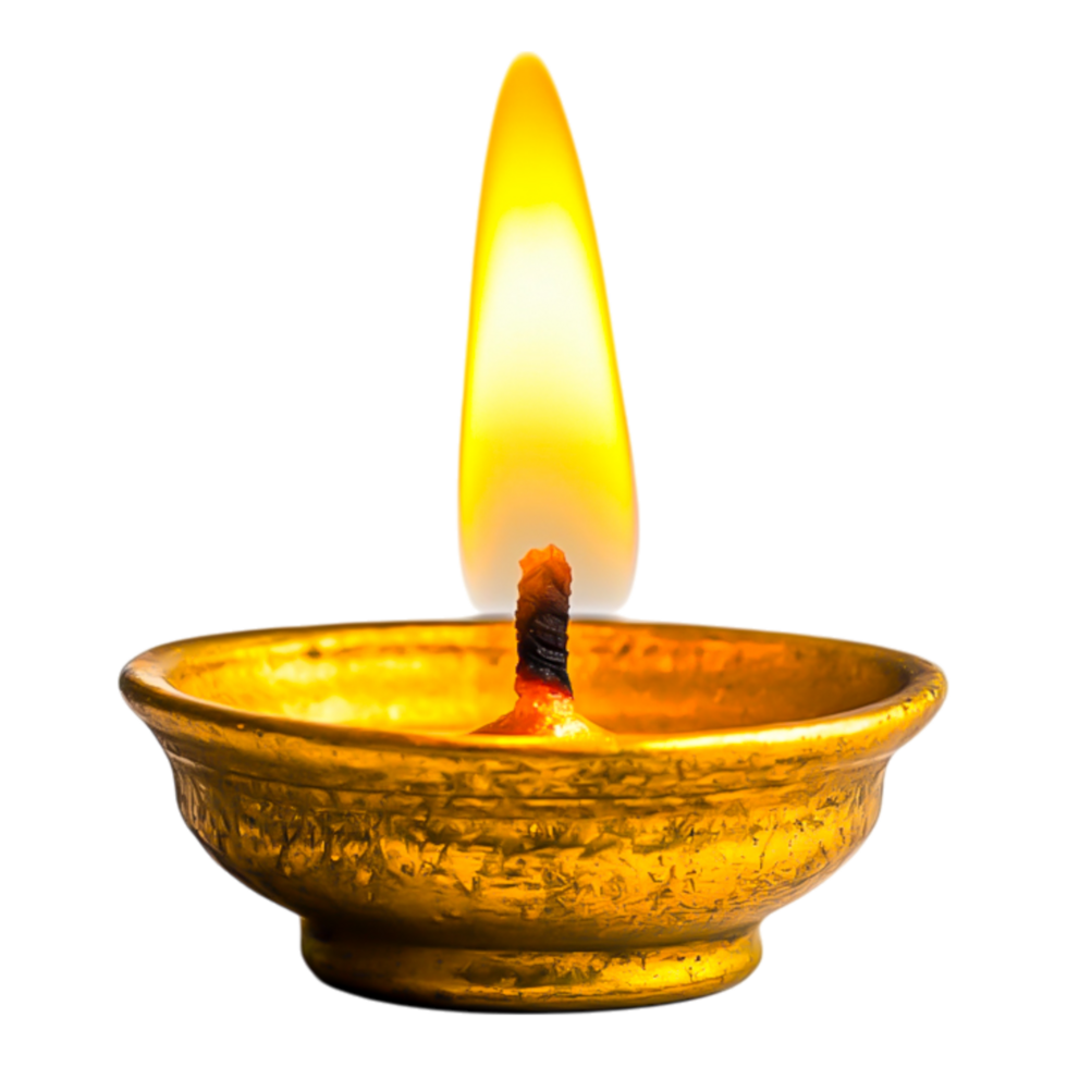 Elegant Golden Bowl With Candle Flame Illuminating Darkness png