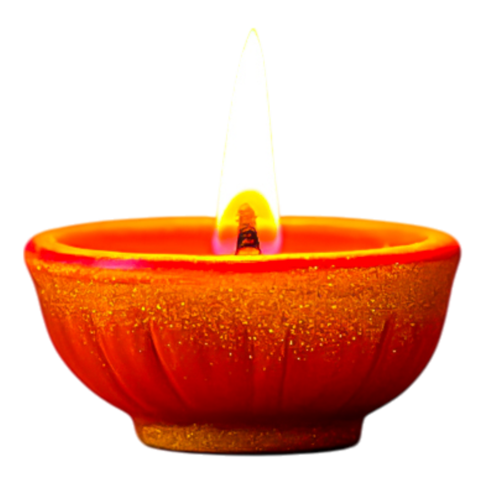 Decorative Candle Flame in Vibrant Orange Ceramic Holder png