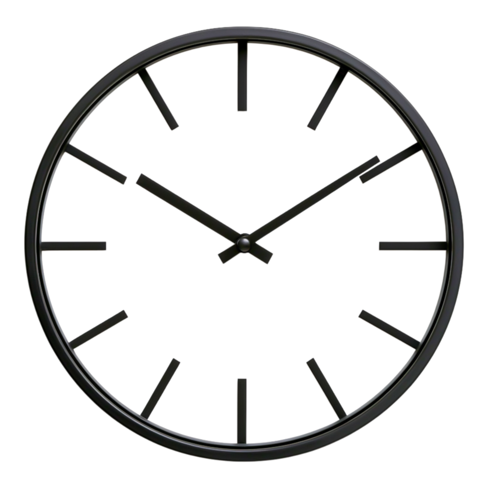 Minimalist Black Wall Clock with Simple Design and Clear Dial png