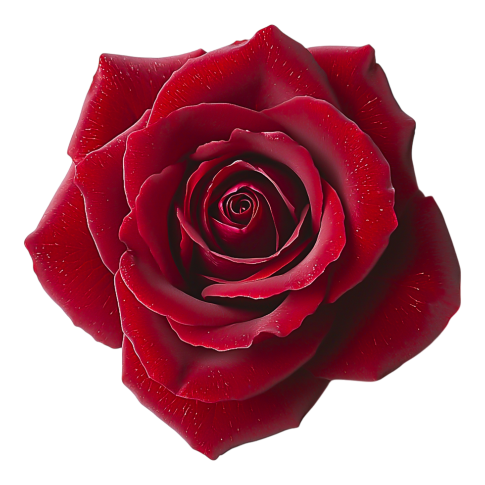 Vibrant Red Rose with Velvety Petals and Intricate Details